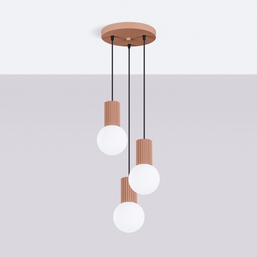 Csillár zsinóron HALO 3xG9/8W/230V átm. 25 cm barna