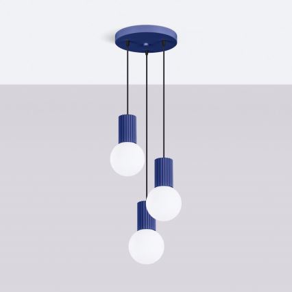 Csillár zsinóron HALO 3xG9/8W/230V átm. 25 cm kék