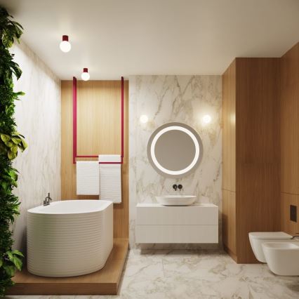 Fürdőszobai fali lámpa HALO 1xG9/8W/230V átm. 12 cm IP44 piros