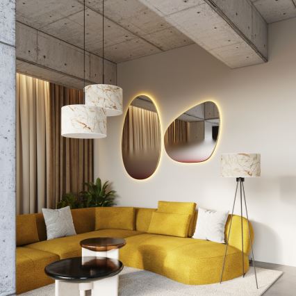 NEVIA kábeles függeszték 1xE27/15W/230V, átmérő 40 cm, bézs/márvány dekor