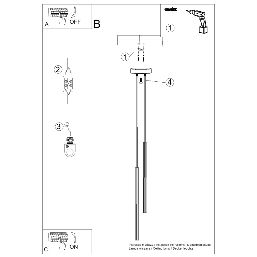 Kábeles csillár ARCHE 2xG9/8W/230V fehér