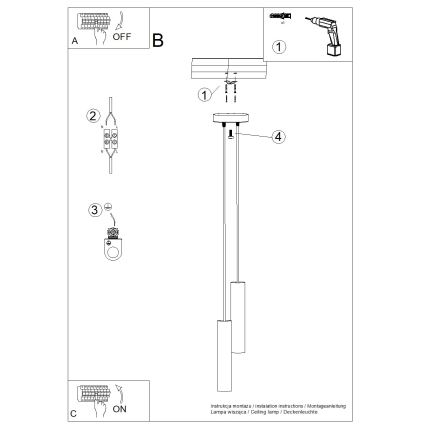 Kábeles csillár LAGOS 2xGU10/10W/230V fehér