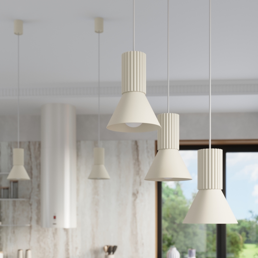 Kábeles függőlámpa ESTRIA 1xE14/10W/230V, átmérő 14 cm, krémszínű