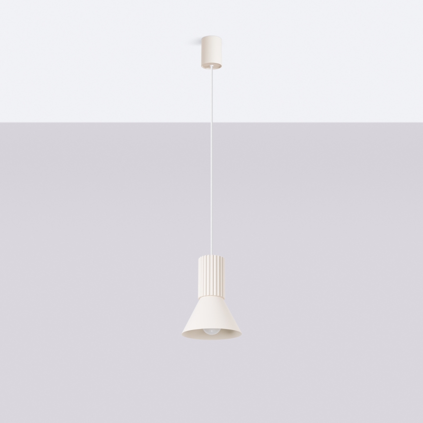 Kábeles függőlámpa ESTRIA 1xE14/10W/230V, átmérő 14 cm, krémszínű