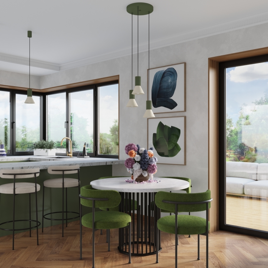 Zsinóros függőlámpa ESTRIA 1xE14/10W/230V Ø 14 cm zöld