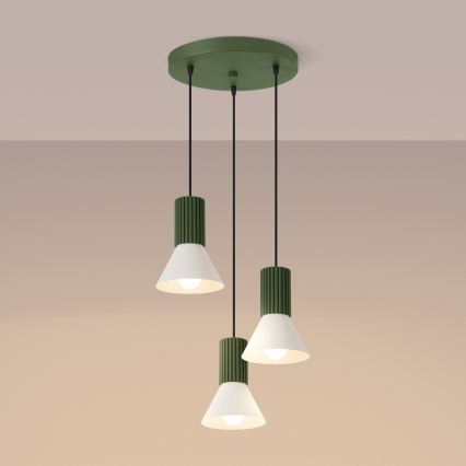Kábelcsillár ESTRIA 3xE14/10W/230V, Ø 30 cm, zöld