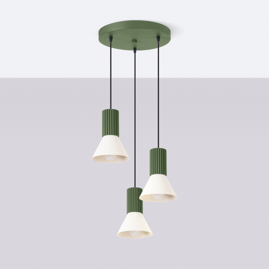 Kábelcsillár ESTRIA 3xE14/10W/230V, Ø 30 cm, zöld