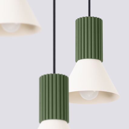 Kábelcsillár ESTRIA 3xE14/10W/230V, Ø 30 cm, zöld