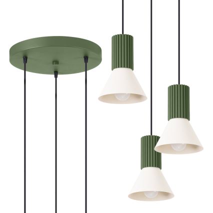 Kábelcsillár ESTRIA 3xE14/10W/230V, Ø 30 cm, zöld