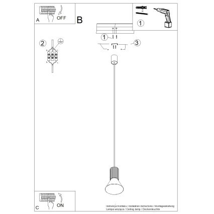 Kábelcsillár ESTRIA 1x E14/10W/230V, átm. 14 cm, kék