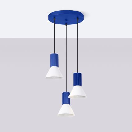 Kábelcsillár ESTRIA 3xE14/10W/230V, átm. 30 cm, kék