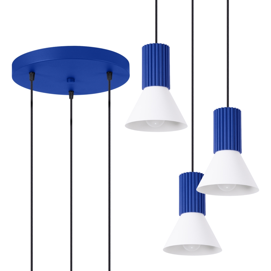 Kábelcsillár ESTRIA 3xE14/10W/230V, átm. 30 cm, kék