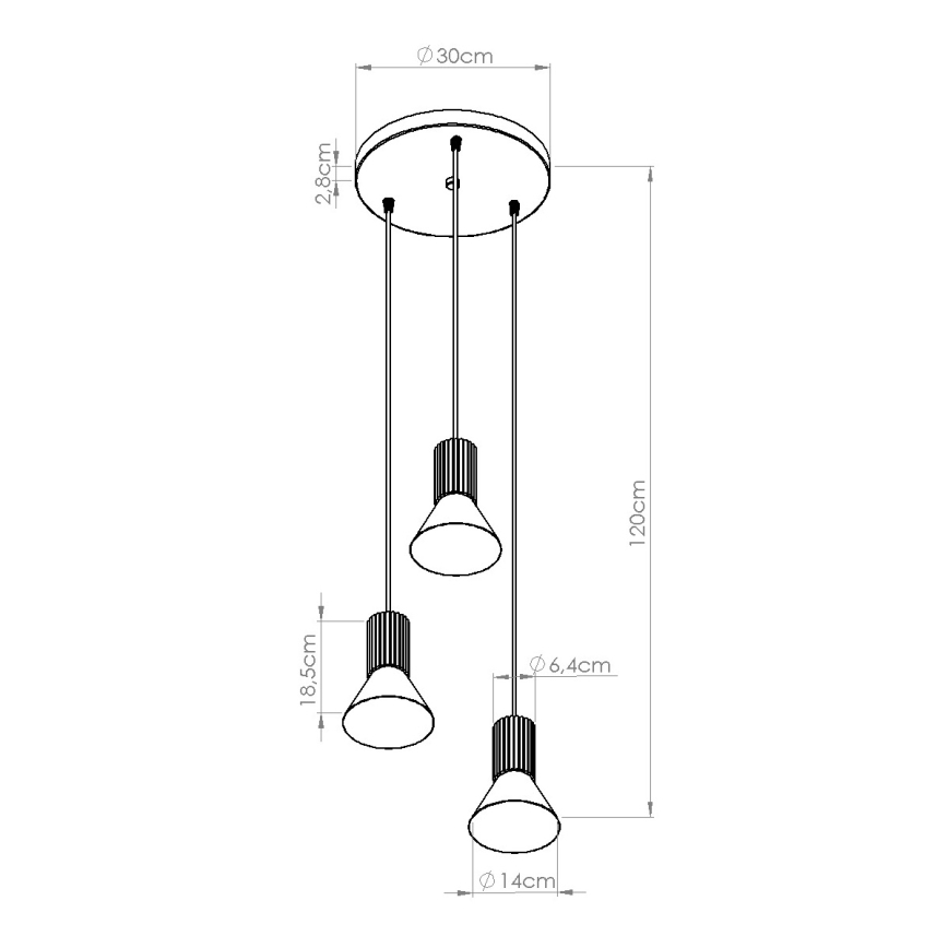 Kábelcsillár ESTRIA 3xE14/10W/230V, átm. 30 cm, kék