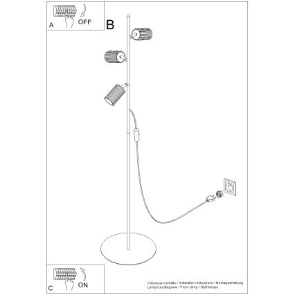 Állólámpa KARBON 3xGU10/10W/230V fehér