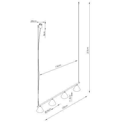 NOX kábeles függeszték 4xE14/10W/230V krémszínű