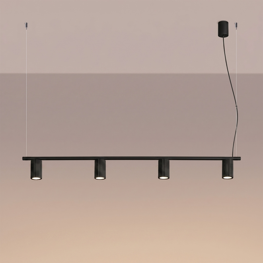 KARBON zsinóros függeszték 4xGU10/10W/230V fekete