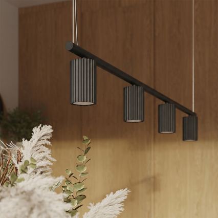 KARBON zsinóros függeszték 4xGU10/10W/230V fekete