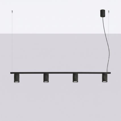 KARBON zsinóros függeszték 4xGU10/10W/230V fekete