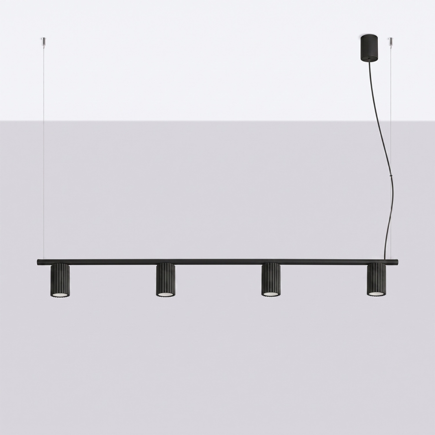 KARBON zsinóros függeszték 4xGU10/10W/230V fekete