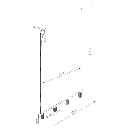 KARBON zsinóros függeszték 4xGU10/10W/230V fekete