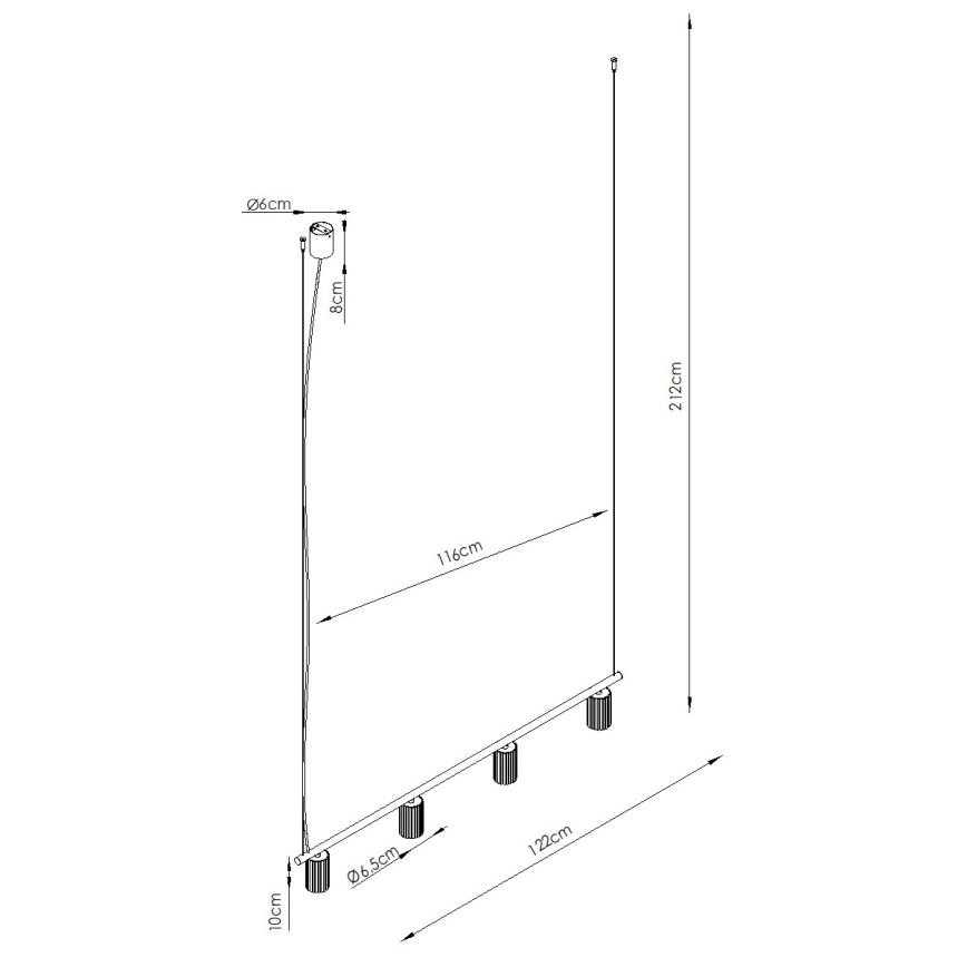 KARBON zsinóros függeszték 4xGU10/10W/230V fekete