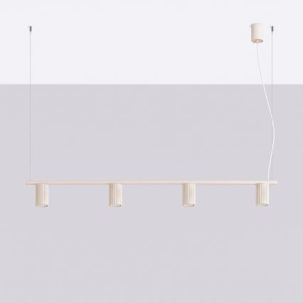 Kábelre függesztett csillár KARBON 4xGU10/10W/230V krémszínű