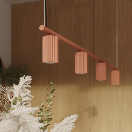 KARBON kábellel függesztett csillár 4xGU10/10W/230V narancssárga