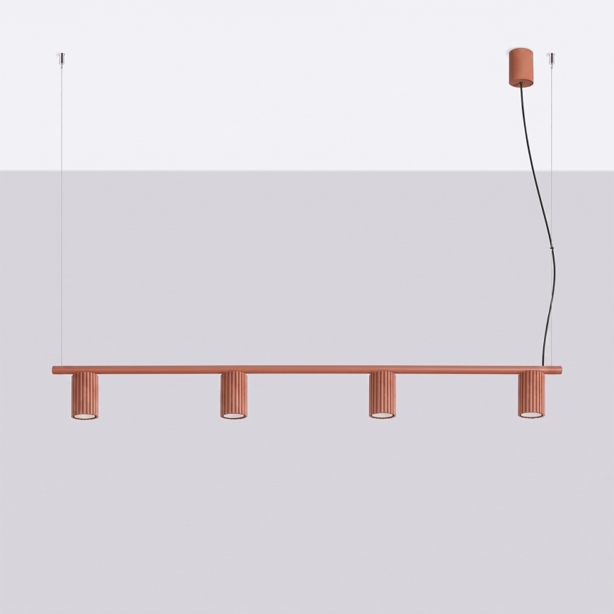 KARBON kábellel függesztett csillár 4xGU10/10W/230V narancssárga