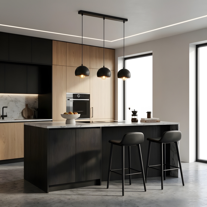 SOOL kábelre függesztett csillár 3xE27/15W/230V, fekete