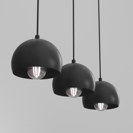 SOOL kábelre függesztett csillár 3xE27/15W/230V, fekete