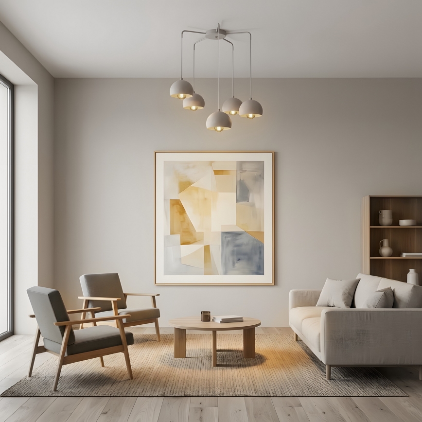 SOOL kábelre függesztett csillár 5xE27/15W/230V krémszínű