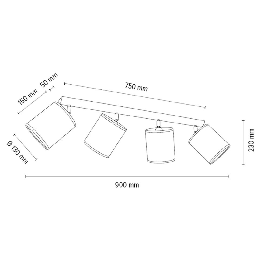 Spotlámpa BENITA 4xE27/25W/230V fehér/tölgy