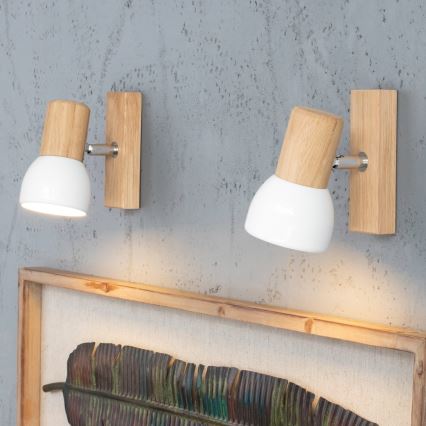 Falra szerelhető spotlámpa SVENDA 1xE27/60W/230V tölgy