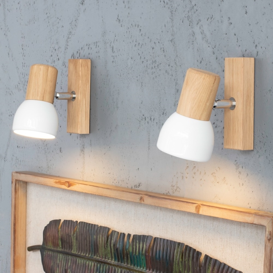 Falra szerelhető spotlámpa SVENDA 1xE27/60W/230V tölgy