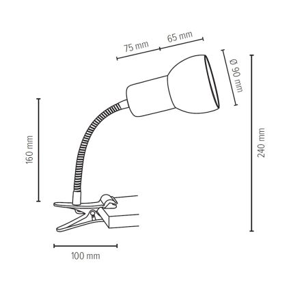 SVENDA rugalmas csíptetős lámpa 1xE27/60W/230V tölgy/fehér