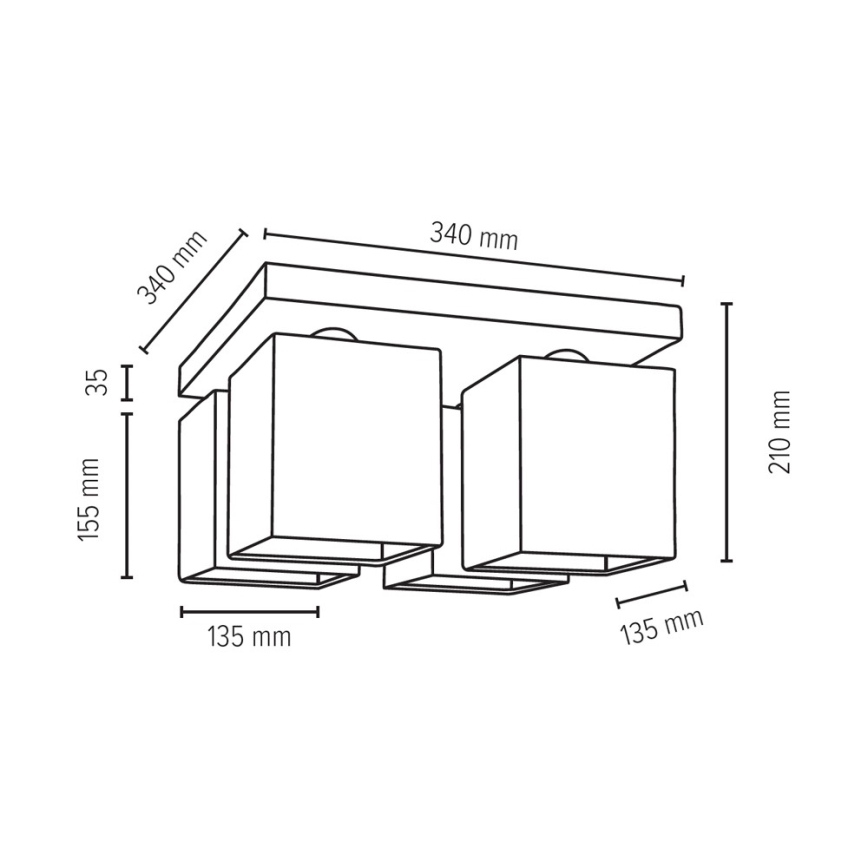 GREAT mennyezeti lámpa 4xE27/25W/230V betonból