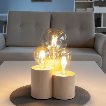 Asztali lámpa VINCENT 3xE27/15W/230V nyírfa