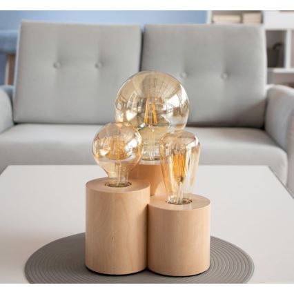 Asztali lámpa VINCENT 3xE27/15W/230V nyírfa