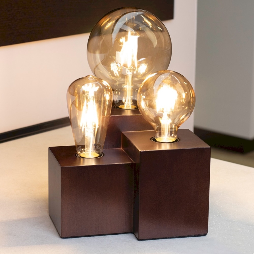 Asztali lámpa VINCENT 3xE27/15W/230V bükk