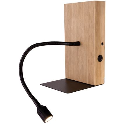 LED fali lámpa LECTOR LED/2,5W/230V USB tölgy