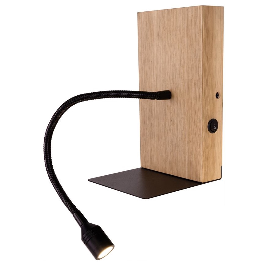LED fali lámpa LECTOR LED/2,5W/230V USB tölgy