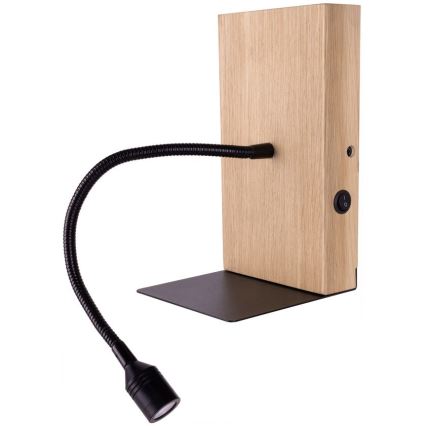 LED fali lámpa LECTOR LED/2,5W/230V USB tölgy