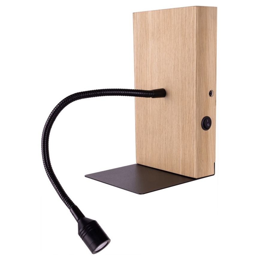 LED fali lámpa LECTOR LED/2,5W/230V USB tölgy