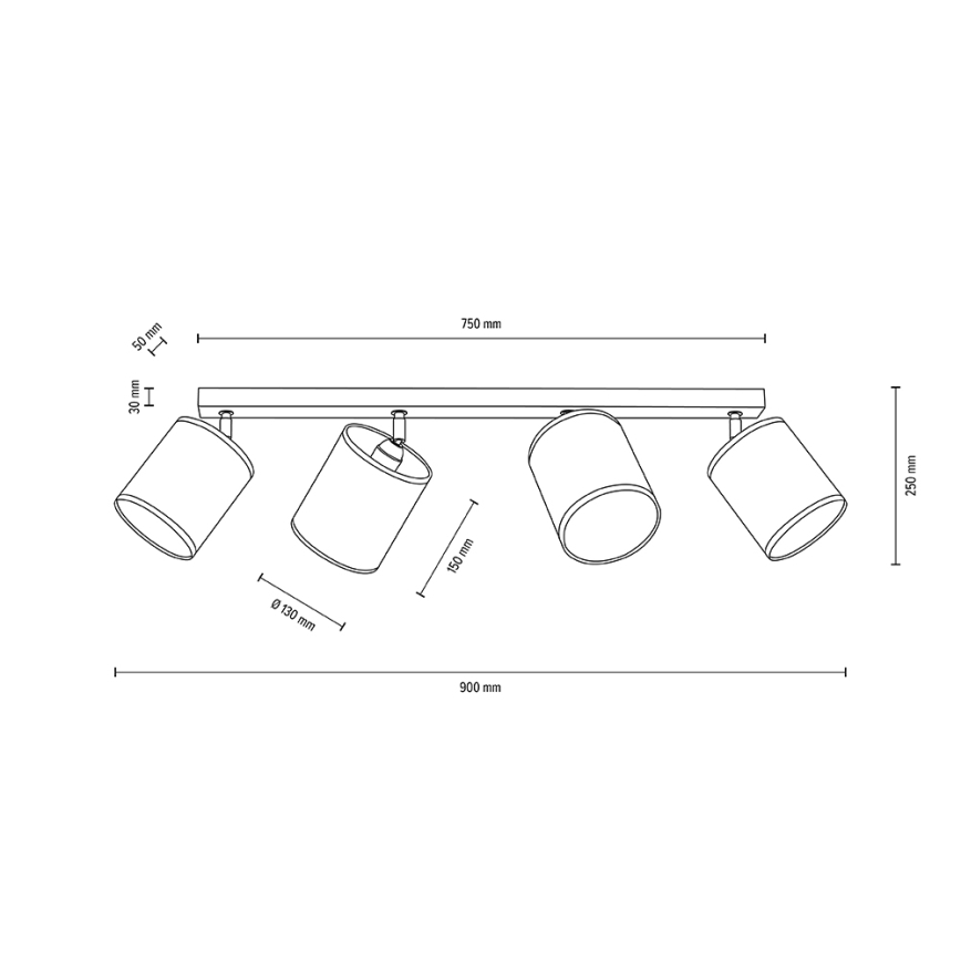 BOHO mennyezeti spotlámpa 4xE27/25W/230V tölgy