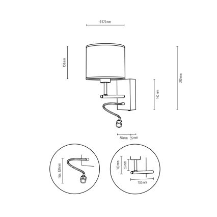 LED fali lámpa BOHO 1xE27/25W/230V + LED/1W/230V tölgy