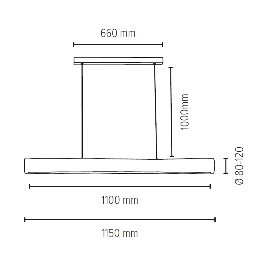 LED Fényerőszabályzós függeszték kábellel LUCAS LED/33W/230V fenyő