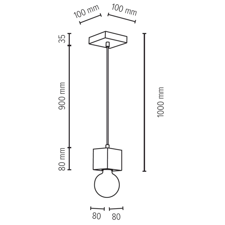 Függeszték TRONGO 1xE27/60W/230V tölgy kábellel