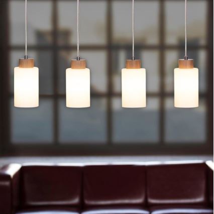 Csillár zsinóron BOSCO 4xE27/60W/230V tölgy