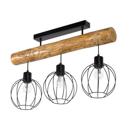 Felületre szerelhető csillár  BERIS 3xE27/25W/230V fenyő