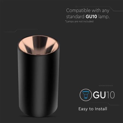 Spotlámpa 1xGU10/35W/230V fekete/rozéarany